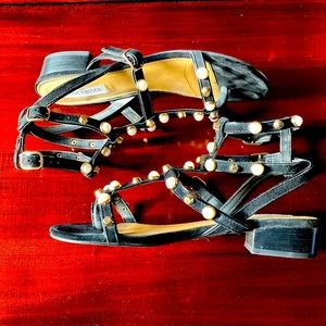 Steve Madden gladiator sandals black with pearls and studs.